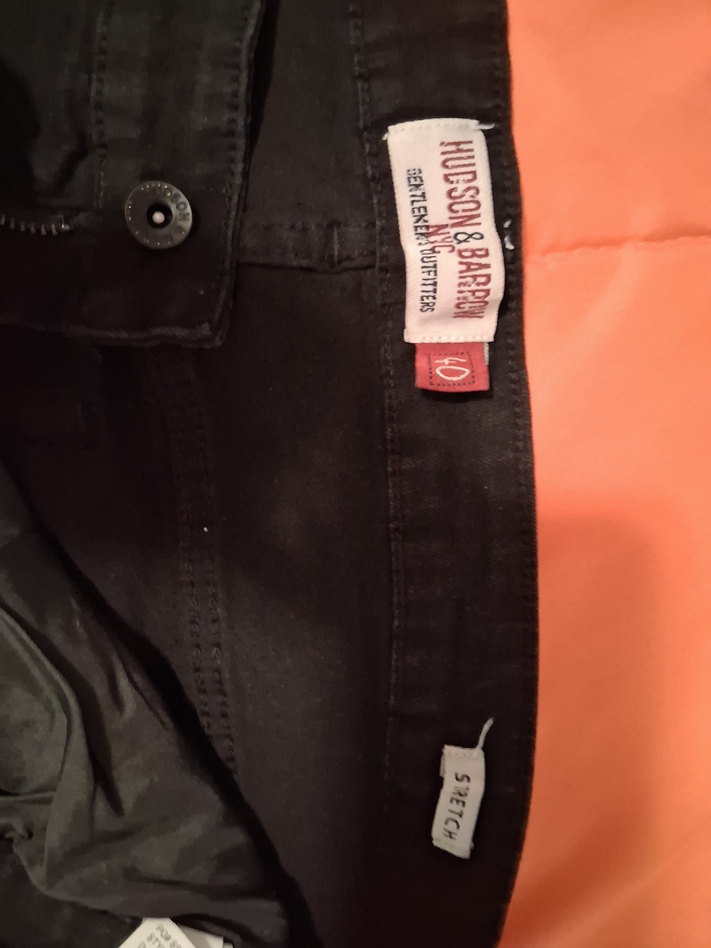 Hudson & Barrow Men's Black Stretch Denim Jeans Slim Fit Straight 5-Pocket - Picture 4 of 5